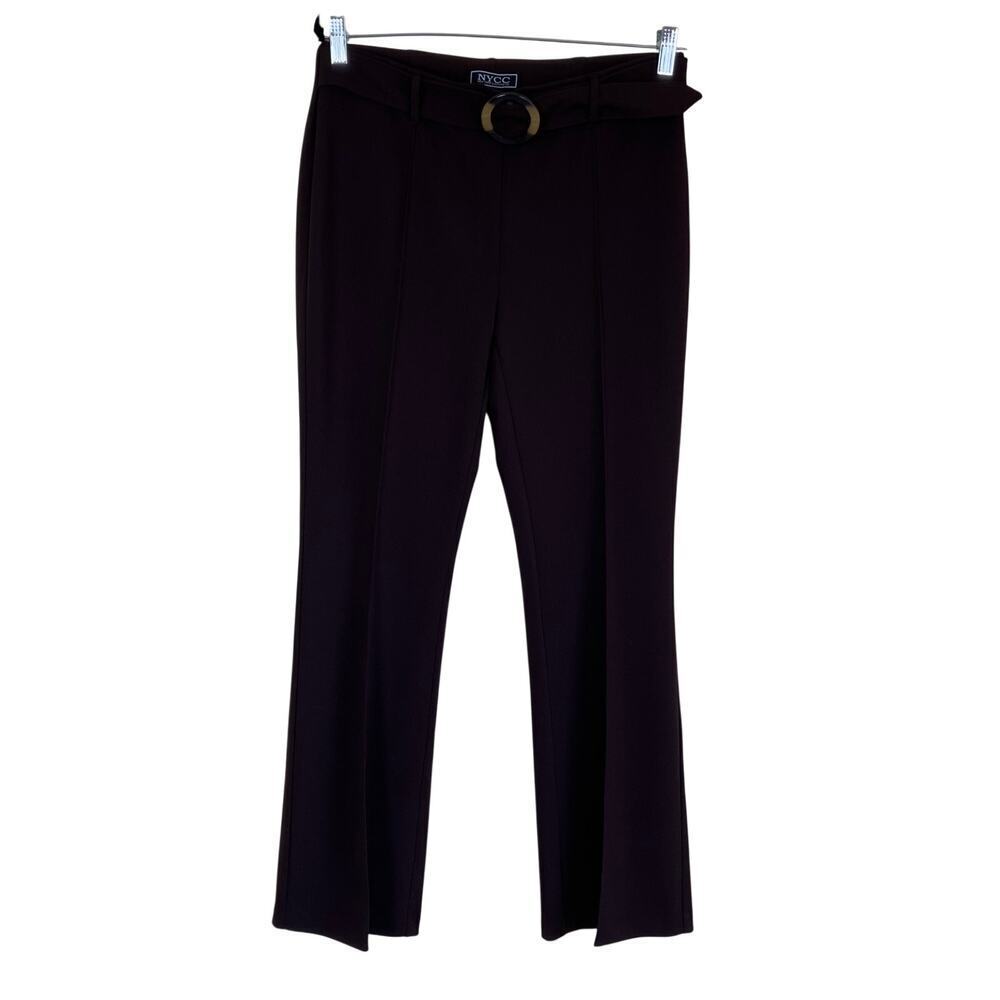 New York Clothing Co. Sz 10 Y2K Style Chocolate Brown Belted Flared Dress Pants